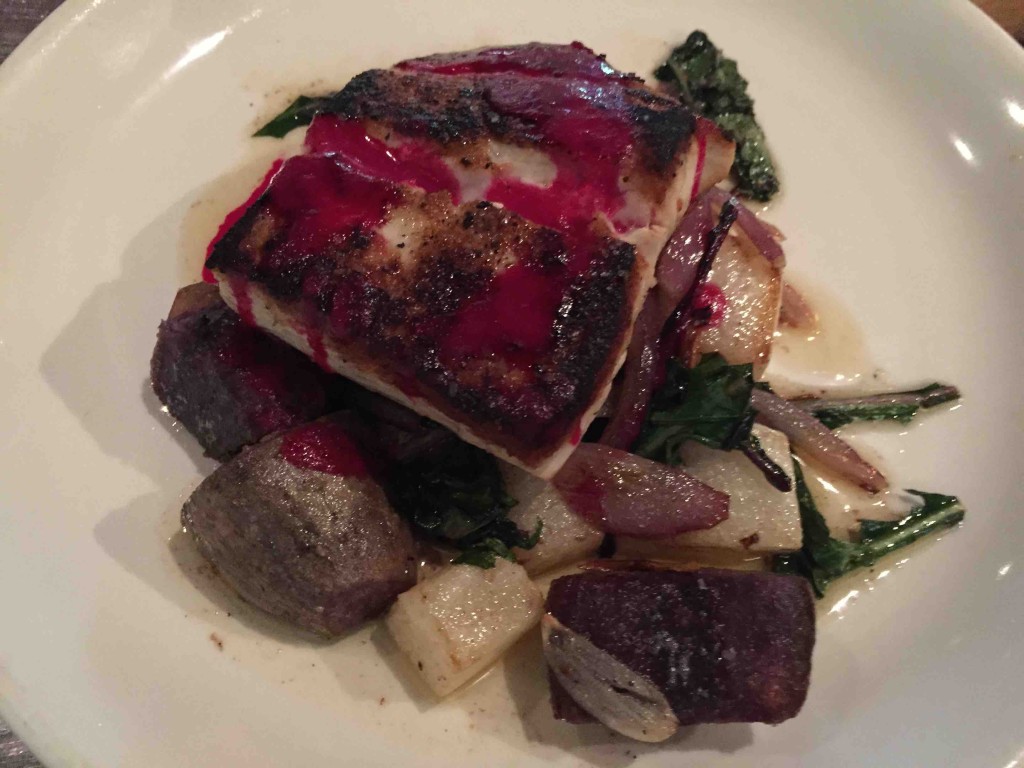 mahi mahi, 'uala, dandelion greens, red onion, daikon, beet vinaigrette $15